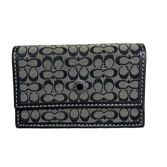 Coach black gray signature mini c accordion card holder rare - Picture 1 of 5